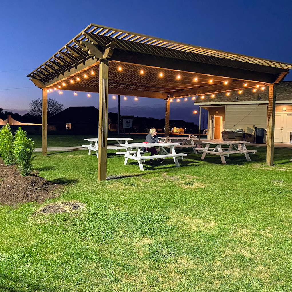 Shaded pergola at night